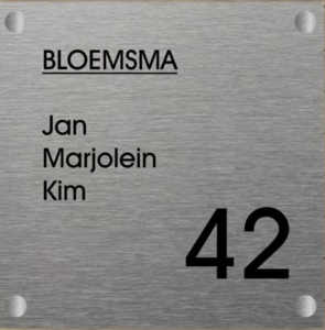 Roest Vrij Staal naambord