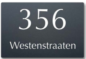 Antraciet naambord RVS 