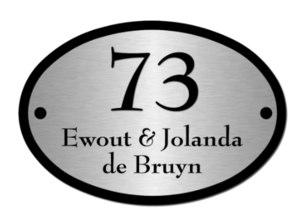 RVS naambord / Perspex Huisnummer