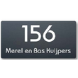 Antraciet naambord RVS
